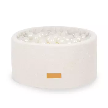 Сухой бассейн 90 х 40 см + 200 шариков в комплекте - Ткань ягненка - светло-бежевый, кремовый. Flumi