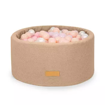 Сухой бассейн 90 х 40 см + 200 шариков в комплекте - Ткань ягненка - темно-бежевый Flumi