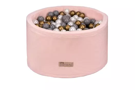 Сухой бассейн ПОРОШОК РОЗОВЫЙ + 200 ЗОЛОТО-СЕРО-ЖЕМЧУЖНЫХ ШАРИКОВ, Flumi