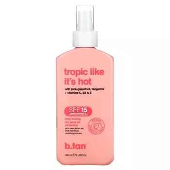 Сухой спрей-масло B.tan Tropic Like It's Hot SPF 15 для глубокого загара, 236 мл