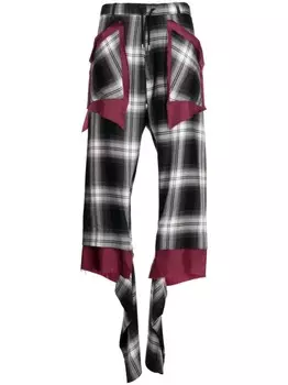 Sulvam брюки асимметричного кроя в клетку, черный