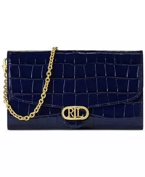Сумка Adair из кожи с тиснением под крокодила, маленькая, через плечо Lauren Ralph Lauren, синий