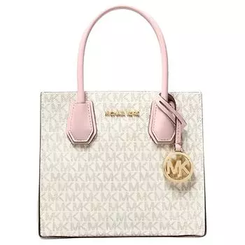 Сумка-аккордеонка Mercer Medium с логотипом и кожаной отделкой MICHAEL KORS