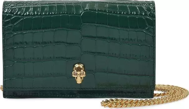 Сумка Alexander McQueen Skull Mini Bag Emerald, зеленый