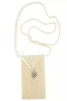 Сумка Allgu Rebell "Alpenperle", выполненная из сотен жемчужин, с эдельвейсом, бежевый