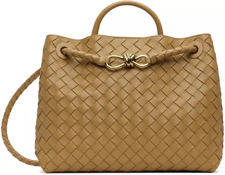 Сумка Andiamo бежевого цвета среднего размера Bottega Veneta