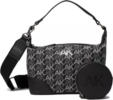 Сумка Anne Klein AK Logo Shoulder Bag with Hangoff, цвет Black/AK Denim
