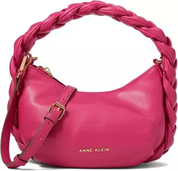 Сумка Anne Klein Convertible Crescent Shoulder Bag w/ Braided Trim, цвет Hibiscus Pink