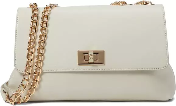 Сумка Anne Klein Convertible Flap Shoulder Bag with Enamel Turnlock, цвет Chalk/Chalk