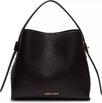 Сумка Anne Klein Convertible Minimal Hobo with Enamel Turnlock, черный