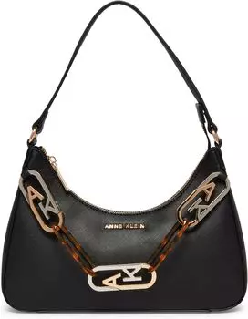 Сумка Anne Klein Convertible Shoulder Bag with Mixed Links, черный