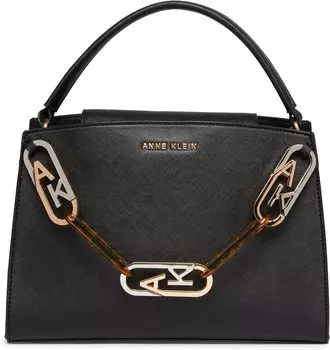 Сумка Anne Klein Convertible Top-Handle Satchel with Mixed Links, черный