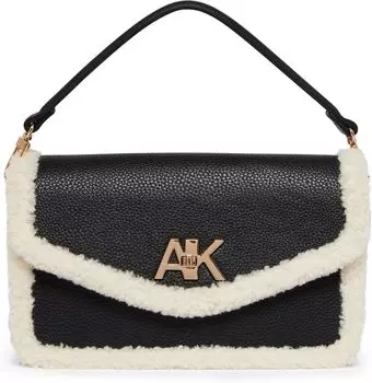 Сумка Anne Klein East/West Convertible Flap Shoulder Bag with Turnlock, цвет Black/Cream