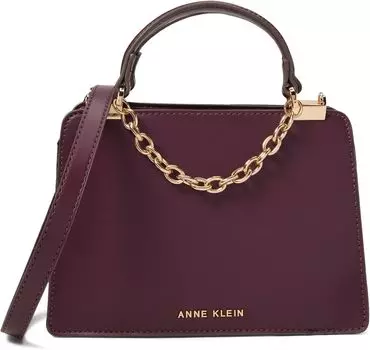 Сумка Anne Klein Mini Convertible Snake Trimmed Satchel with Swag Chain, цвет Cranberry/Cranberry Multi