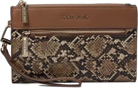 Сумка Anne Klein Snake Trimmed Zip Clutch Wristlet, цвет Chestnut/Chestnut Multi