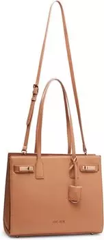 Сумка Anne Klein Triple Compartment Minimal Tote with Double Turnlock, цвет Latte