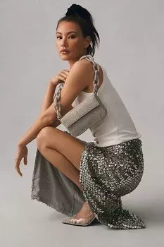 Сумка Anthropologie Fiona Chain Edition из бисера, серебряный