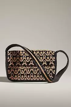 Сумка Anthropologie Fiona Holiday Graphic Edition из бисера, коричневый