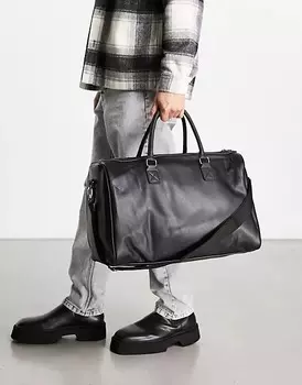 Сумка ASOS DESIGN из искусственной кожи с фирменным тиснением, черный