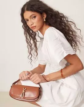 Сумка ASOS DESIGN с узлом, фурнитурой и съемным ремнем через плечо в коричневом цвете