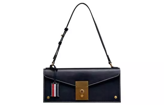 Сумка-багет из цельнозерновой телячьей кожи, женская, цвет морской волны THOM BROWNE