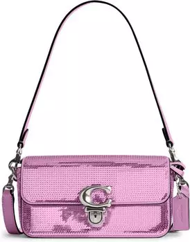Сумка-багет с пайетками Studio COACH, цвет Dark Magenta