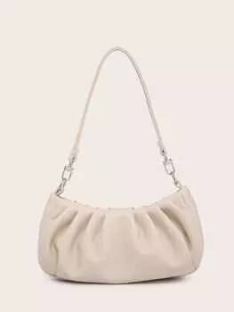 Сумка-багет со сборками, бежевый