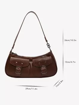 Сумка-багет, украшенная пряжкой, кофейно-коричневый