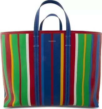 Сумка Balenciaga Barbes East-West Shop Striped Tote Bag Royal Blue/Multicolor, синий