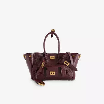 Сумка Balenciaga Bel Air мини кожаная с ручкой, бордовый
