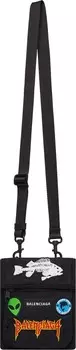 Сумка Balenciaga Explorer Pouch With Strap With Animation Patches Black, черный