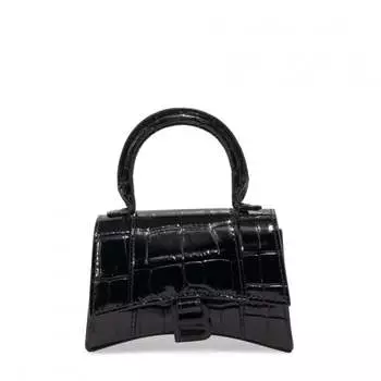 Сумка BALENCIAGA Hourglass mini top handle bag, черный
