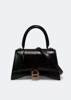 Сумка BALENCIAGA Hourglass S top handle, черный