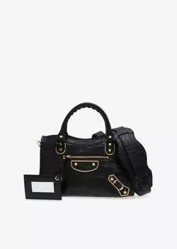 Сумка Balenciaga Metallic Edge Mini City, черный