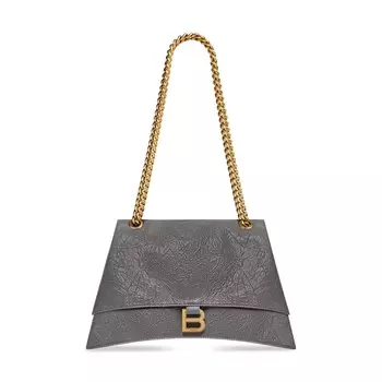 Сумка Balenciaga среднего размера на цепочке Crush, темно-серая