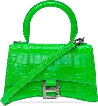 Сумка Balenciaga Xs Hourglass Top Handle Fluo Green, зеленый
