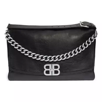 Сумка bb soft large flap bag 'black' Balenciaga, черный