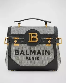 Сумка BBUzz 23 из парусины и кожи с верхней ручкой Balmain, цвет Gray
