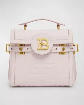 Сумка BBUzz 23 с верхней ручкой из зерненой кожи Monogram Balmain, цвет Rose Clair