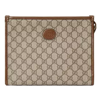Сумка beauty case with interlocking g 'beige ebony brown sugar' Gucci, бежевый