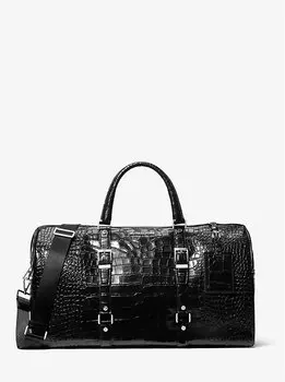 Сумка Bedford Travel Extra-Large из металлизированной кожи с тиснением под крокодила Michael Kors, черный