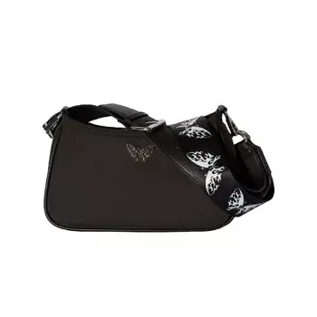 Сумка Bershka Butterfly Print Crossbody, черный