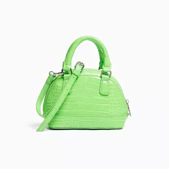 Сумка Bershka Mini Mock Croc With Strap, зеленый