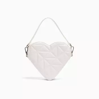 Сумка Bershka Quilted Heart Bag With Adjustable Strap, белый