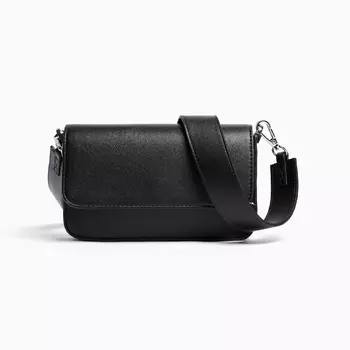 Сумка Bershka Rigid Crossbody, черный