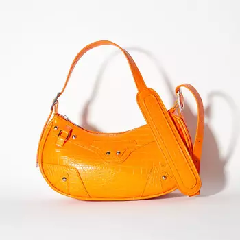 Сумка Bershka Studded Faux Leather With Strap, оранжевый