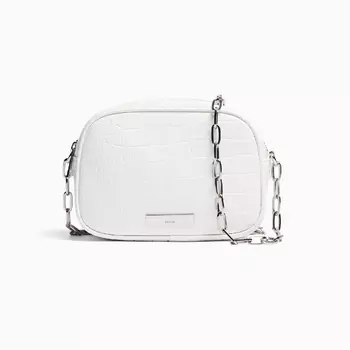 Сумка Bershka Textured With Strap And Double Zip, белый