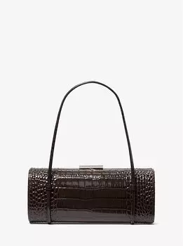 Сумка-бочка Natalie из лакированной кожи с тиснением под крокодила Michael Kors, коричневый
