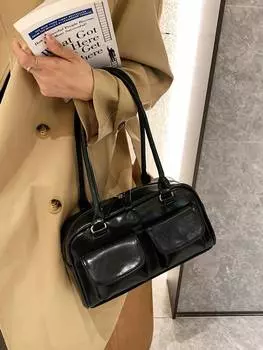 Сумка большая через плечо, черный