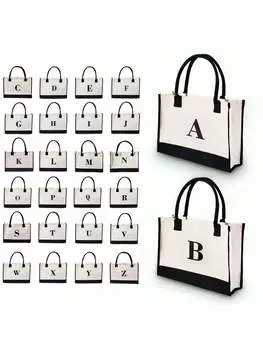 Сумка большая с буквами, белый / черный